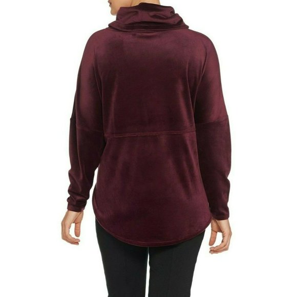 AnyBody Velour Oversized Cowl Pullover Top Navy - Picture 6 of 6